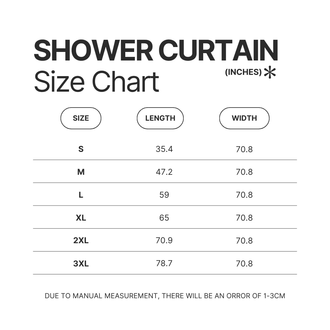 Shower Curtain Size Chart - Metallica Band Merch