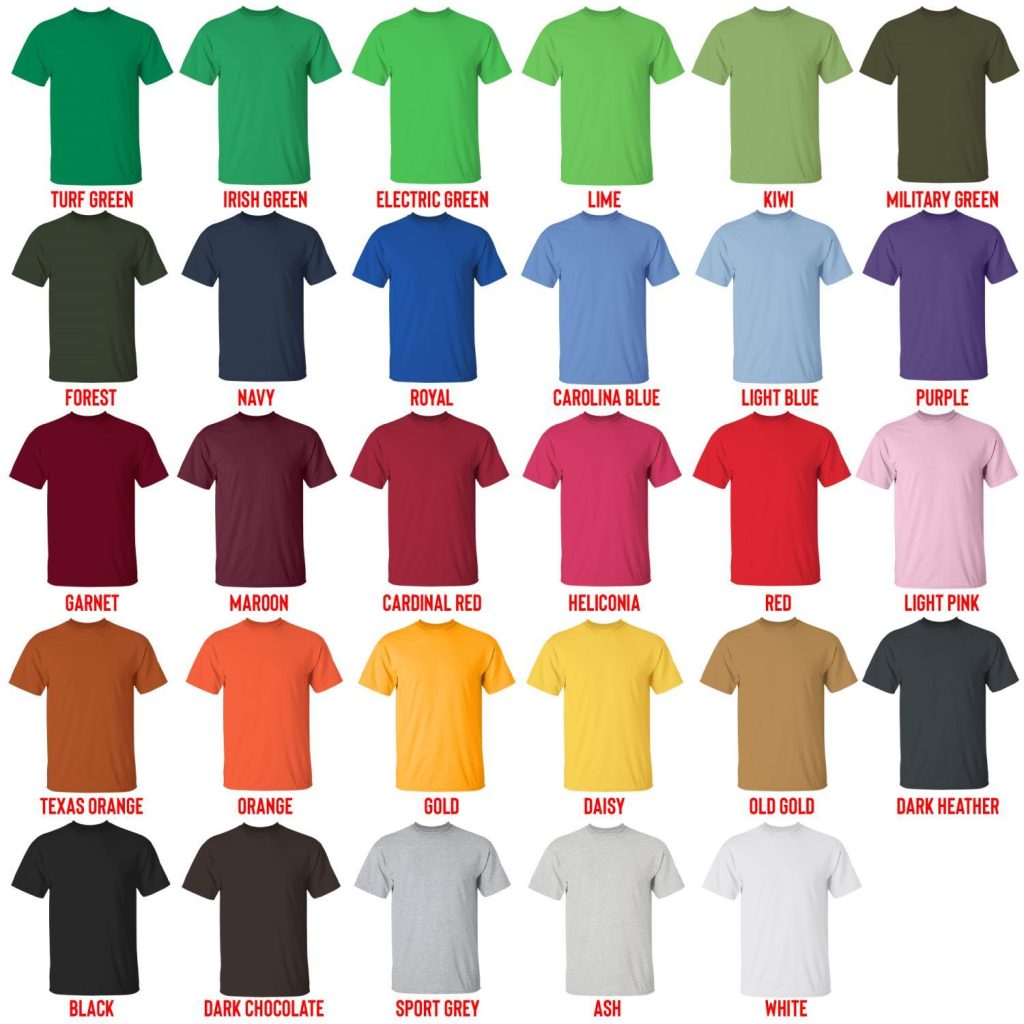 t shirt color chart - Metallica Band Merch