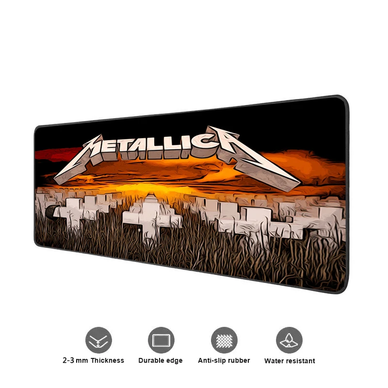 M Metallica Tapete de Mesa Grande Esteiras Mouse Pad Velocidade Computador Mesa Teclado Jogos Deskpad PC 3 - Metallica Band Merch